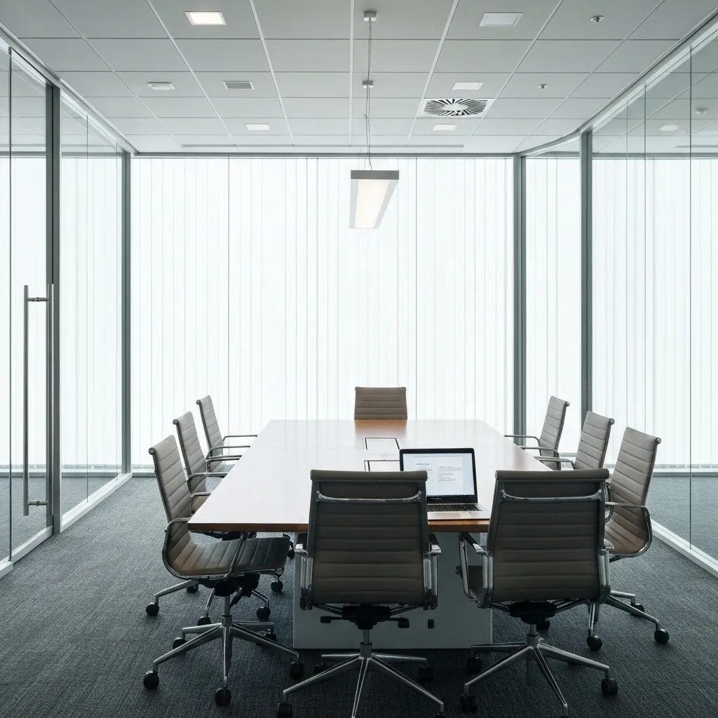 Salle de réunion vide avec des chaises inoccupées