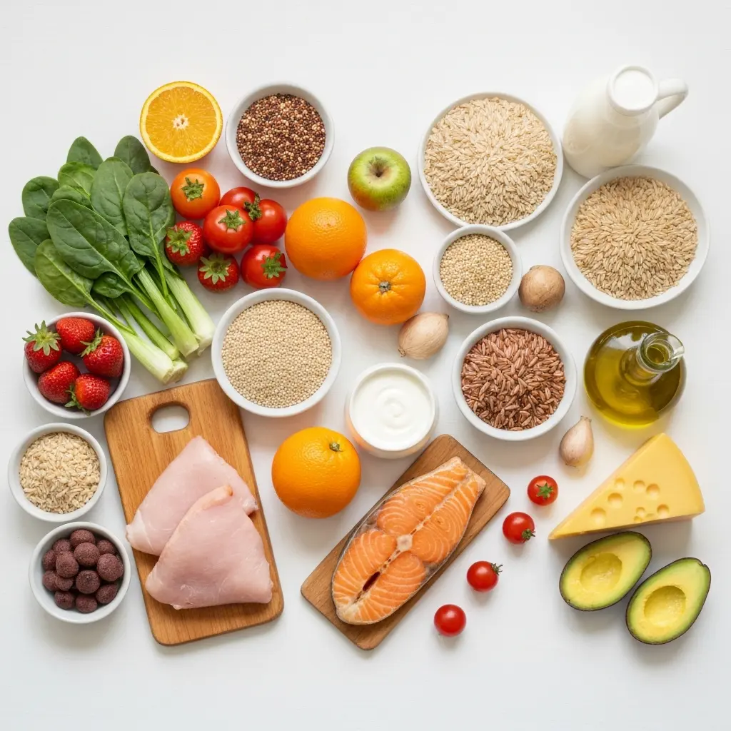 Représentation colorée des groupes d'aliments de la pyramide alimentaire