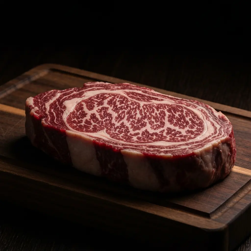 Pièce de viande maturée avec une croûte brune caractéristique